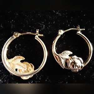 Pair of 14k Black Hills Gold Hoop earrings